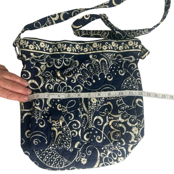 Vera Bradley Emma Bag Twirly Bird Blue White Bucket Drawstring Crossbody Tote - Picture 4 of 14